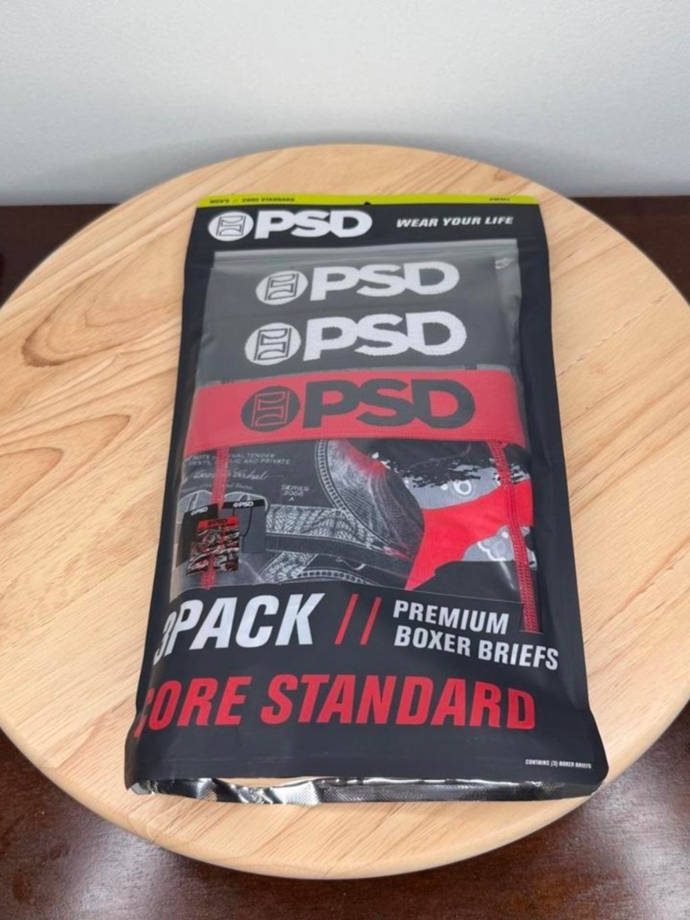 PSD 3 Pack Core Standard Boxer Briefs Money Thrash Black/Red Size Small NEW
